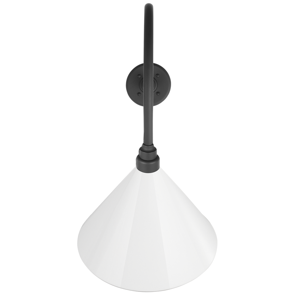 Academy 26" Angled Flynn Barn Light | Matte Black | 12.5 | 12.5" White Conical Savannah Shade