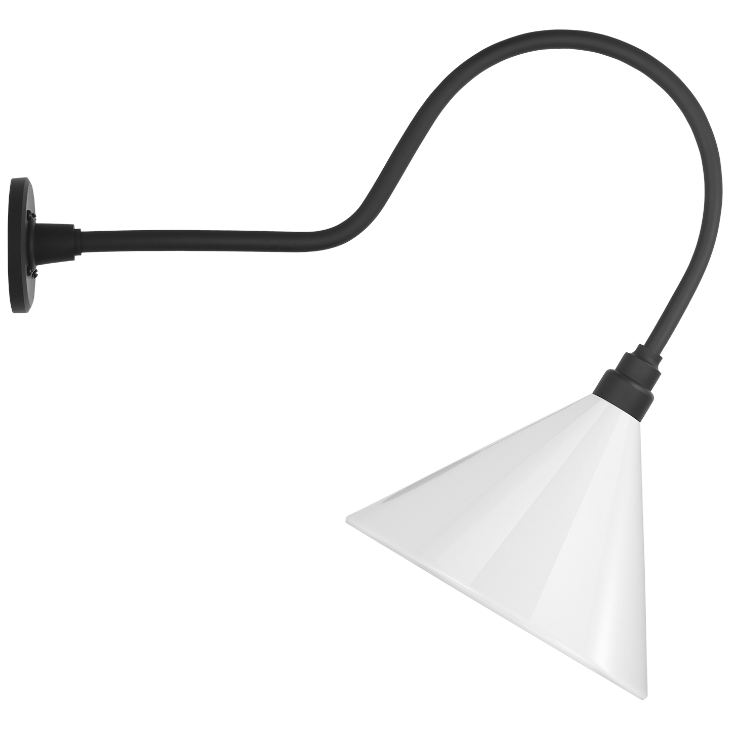 Academy 26" Angled Flynn Barn Light | Matte Black | 12.5 | 12.5" White Conical Savannah Shade