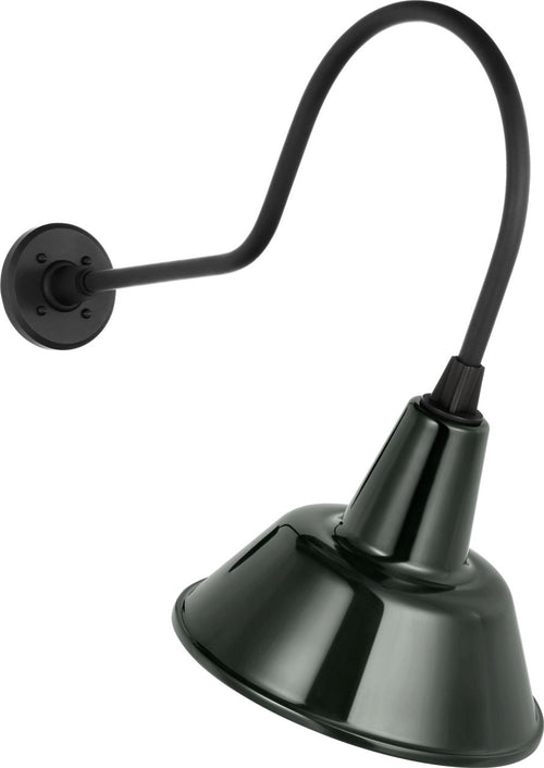 Academy 26" Angled Flynn Barn Light | Matte Black | 12.5 | 12.5" Green Bowers Shade