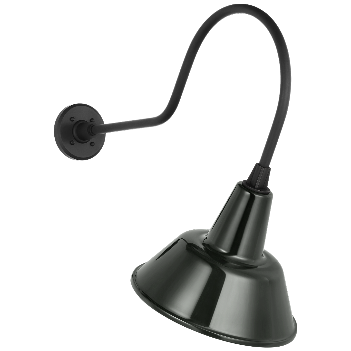 Academy 26" Angled Flynn Barn Light | Matte Black | 12.5 | 12.5" Green Bowers Shade