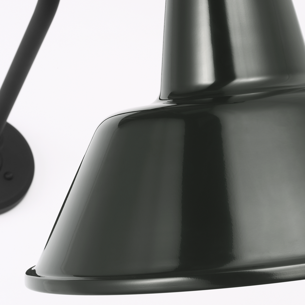 Academy 26" Angled Flynn Barn Light | Matte Black | 12.5 | 12.5" Green Bowers Shade