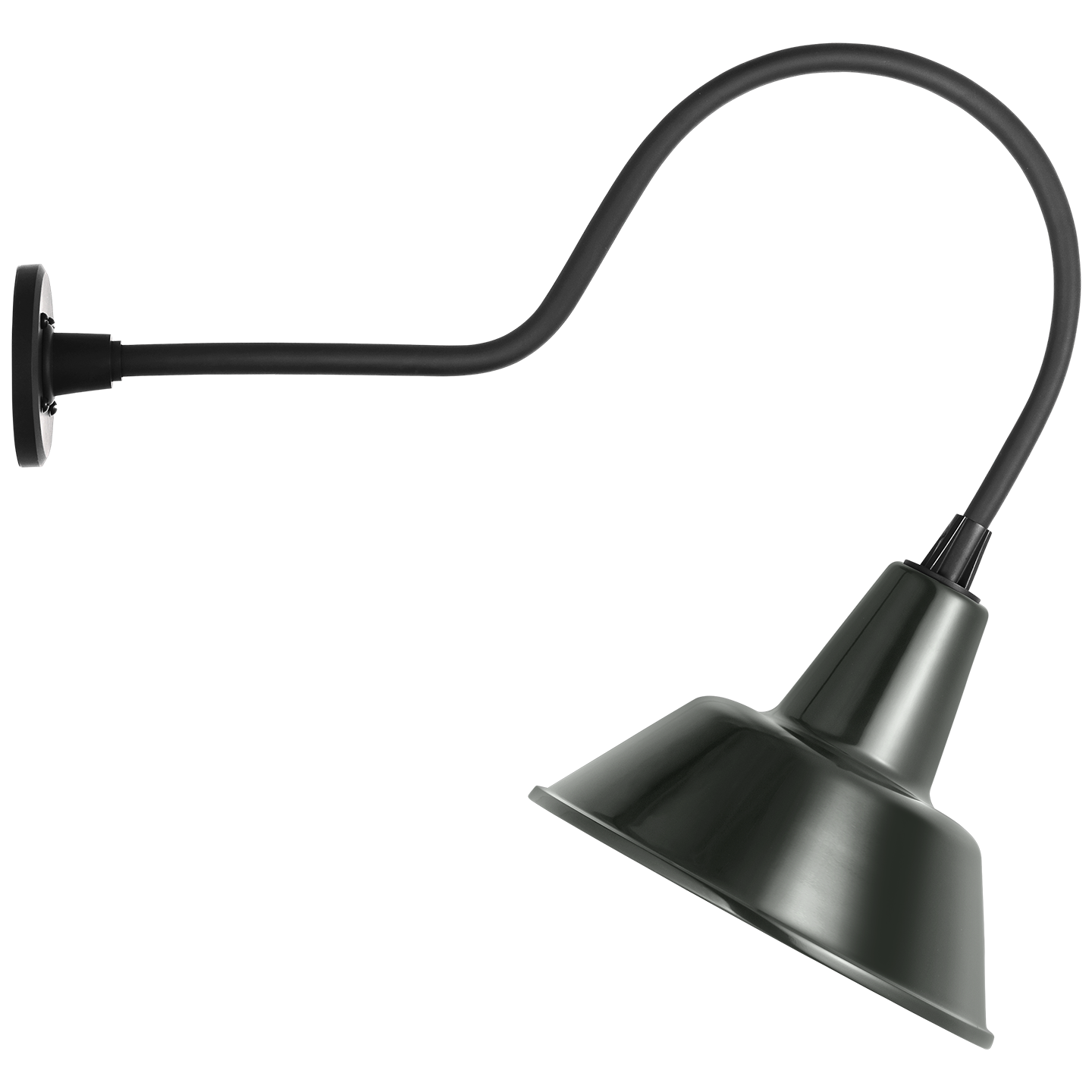 Academy 26" Angled Flynn Barn Light | Matte Black | 12.5 | 12.5" Green Bowers Shade