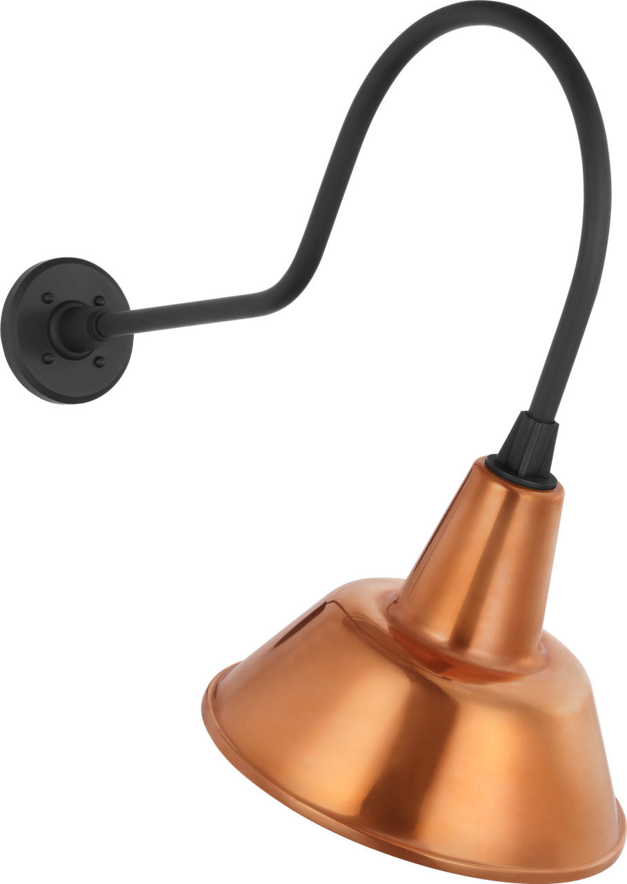 Academy 26" Angled Flynn Barn Light | Matte Black | 12.5 | 12.5" Soft Copper Bowers Shade