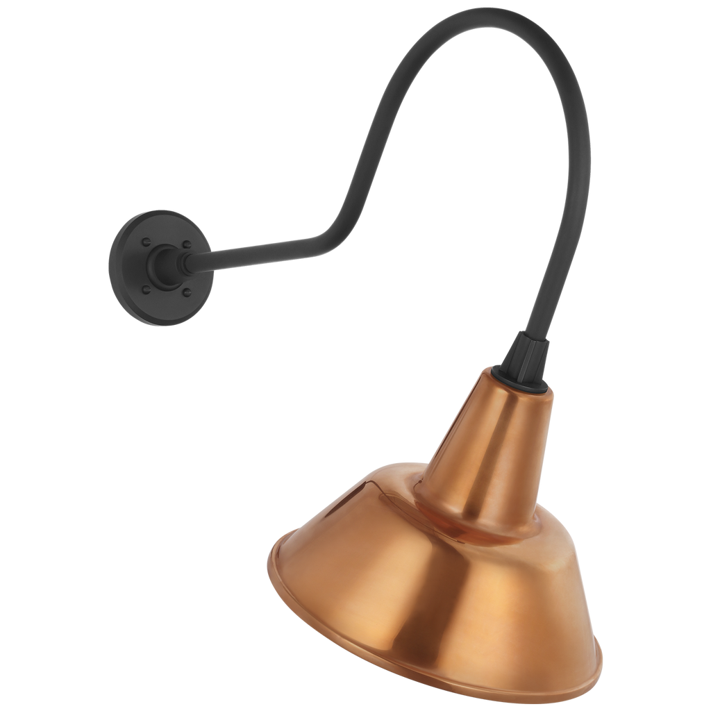 Academy 26" Angled Flynn Barn Light | Matte Black | 12.5 | 12.5" Soft Copper Bowers Shade