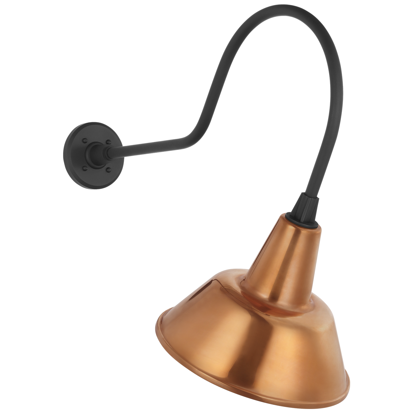 Academy 26" Angled Flynn Barn Light | Matte Black | 12.5 | 12.5" Soft Copper Bowers Shade