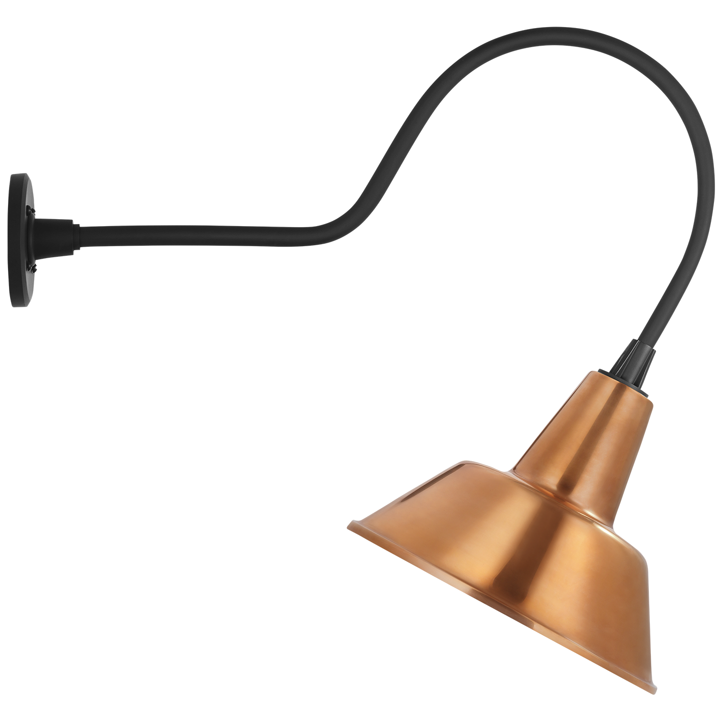 Academy 26" Angled Flynn Barn Light | Matte Black | 12.5 | 12.5" Soft Copper Bowers Shade