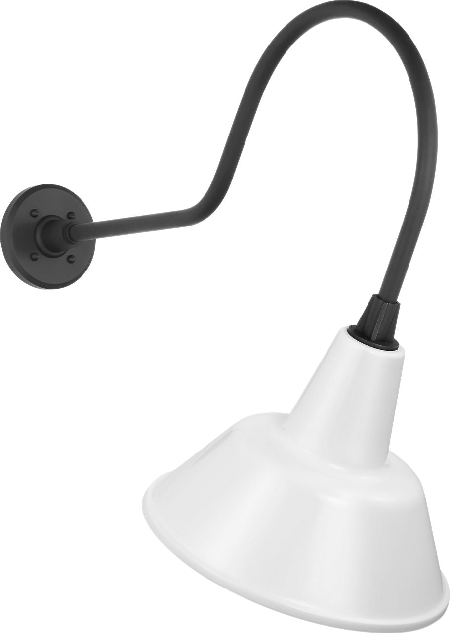 Academy 26" Angled Flynn Barn Light | Matte Black | 12.5 | 12.5" White Bowers Shade
