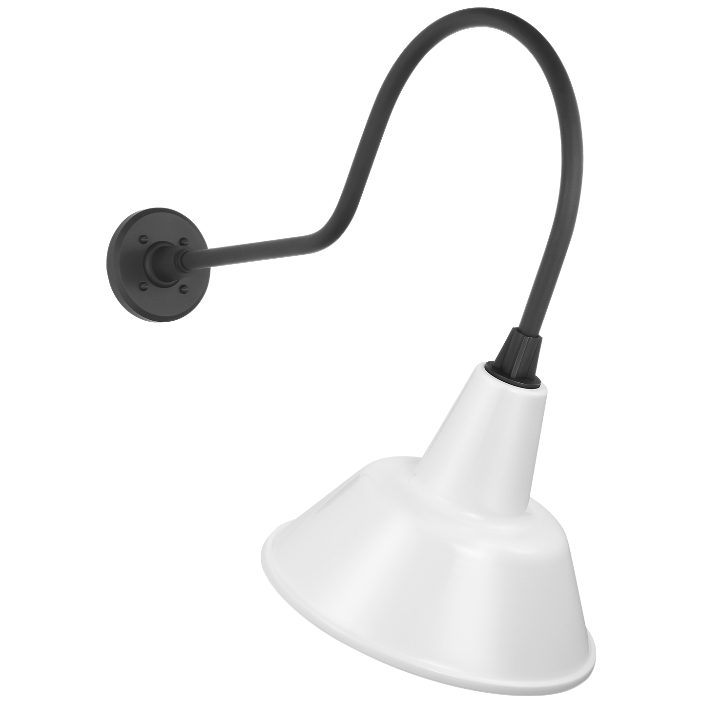 Academy 26" Angled Flynn Barn Light | Matte Black | 12.5 | 12.5" White Bowers Shade