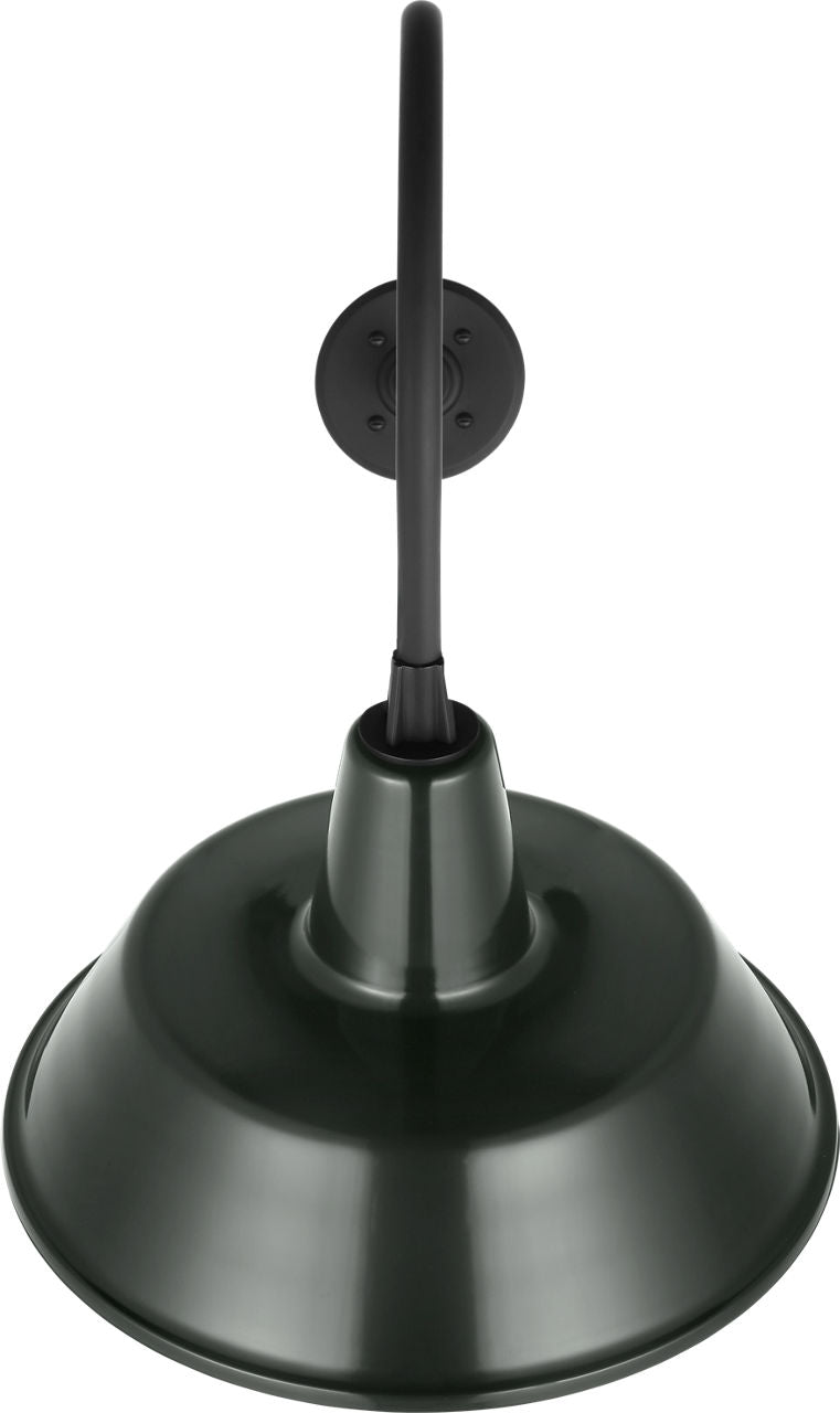 Academy 26" Angled Flynn Barn Light | Matte Black | 16 | 16" Green Bowers Shade
