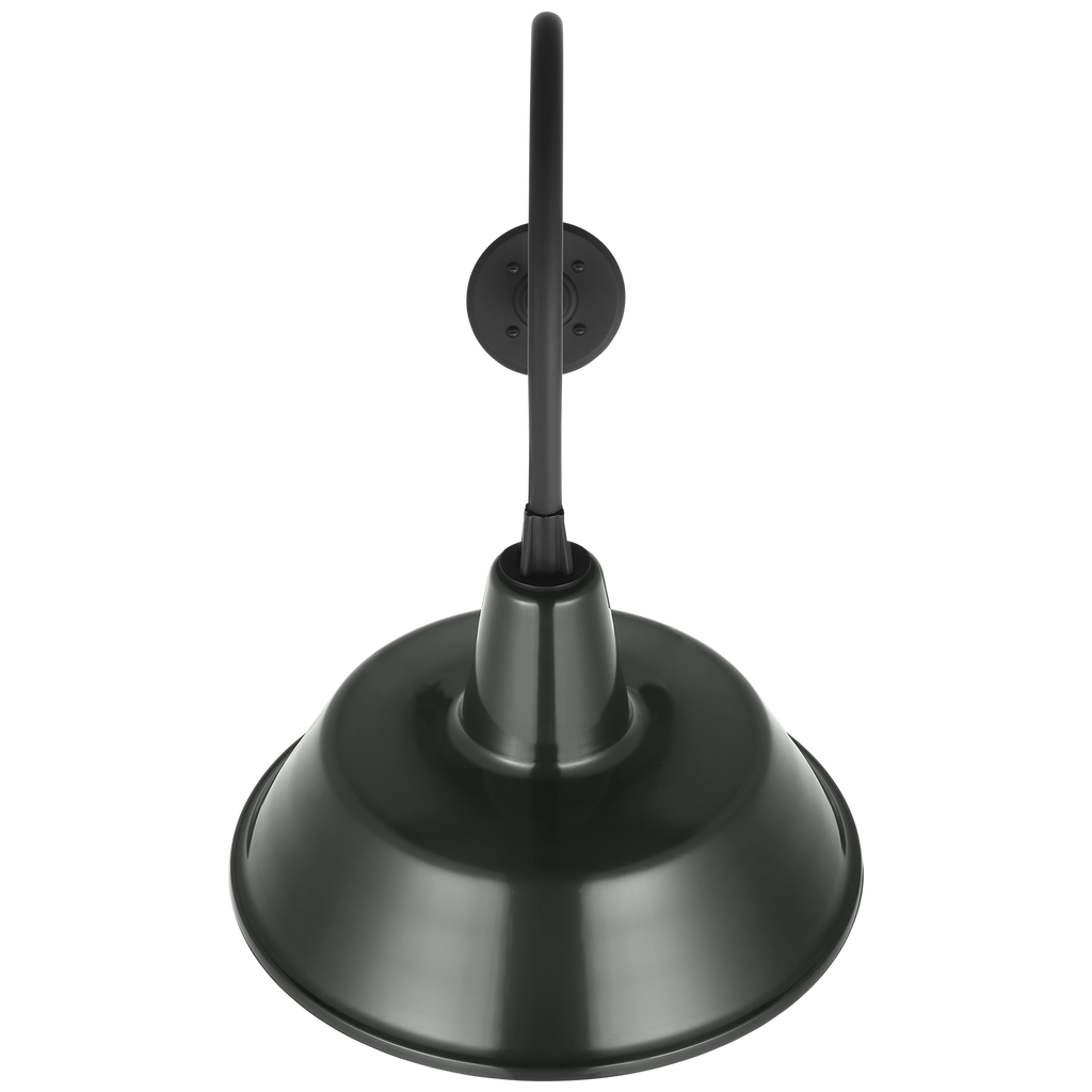 Academy 26" Angled Flynn Barn Light | Matte Black | 16 | 16" Green Bowers Shade
