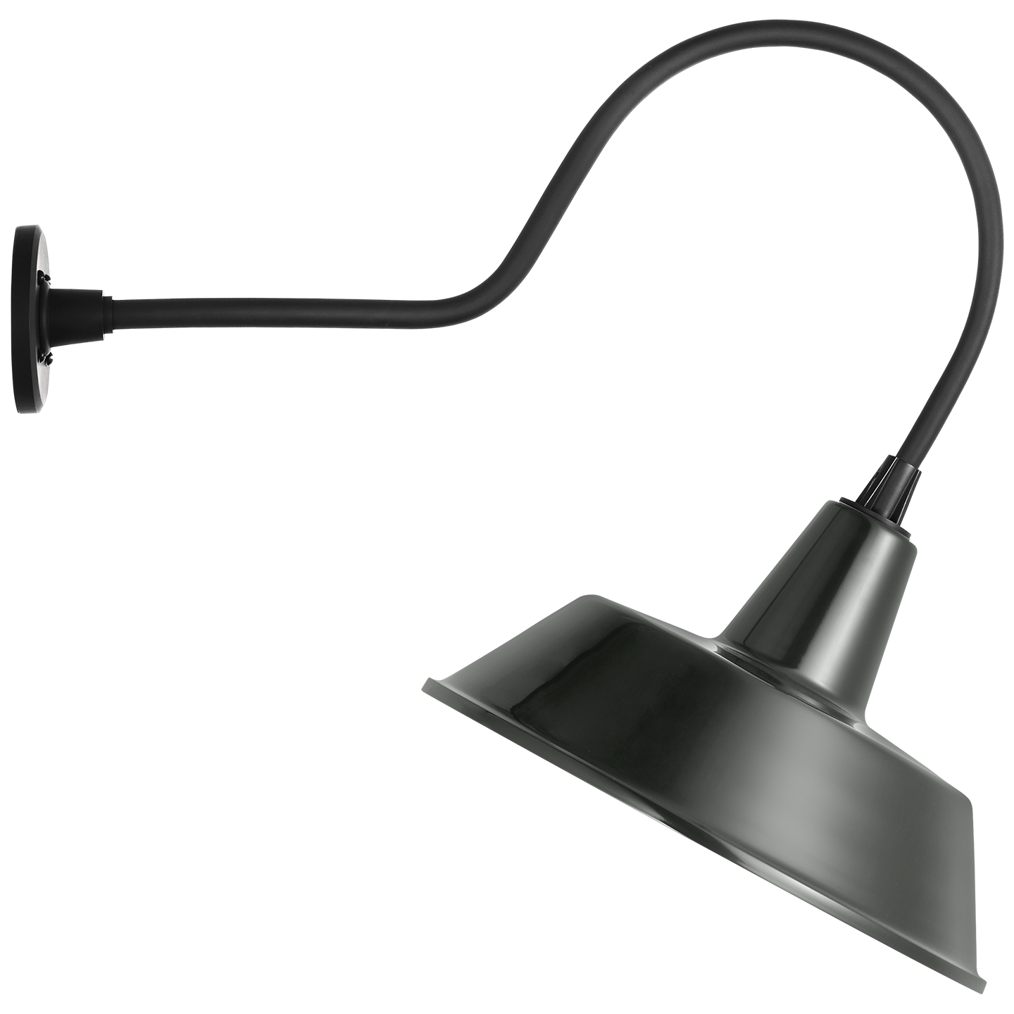 Academy 26" Angled Flynn Barn Light | Matte Black | 16 | 16" Green Bowers Shade