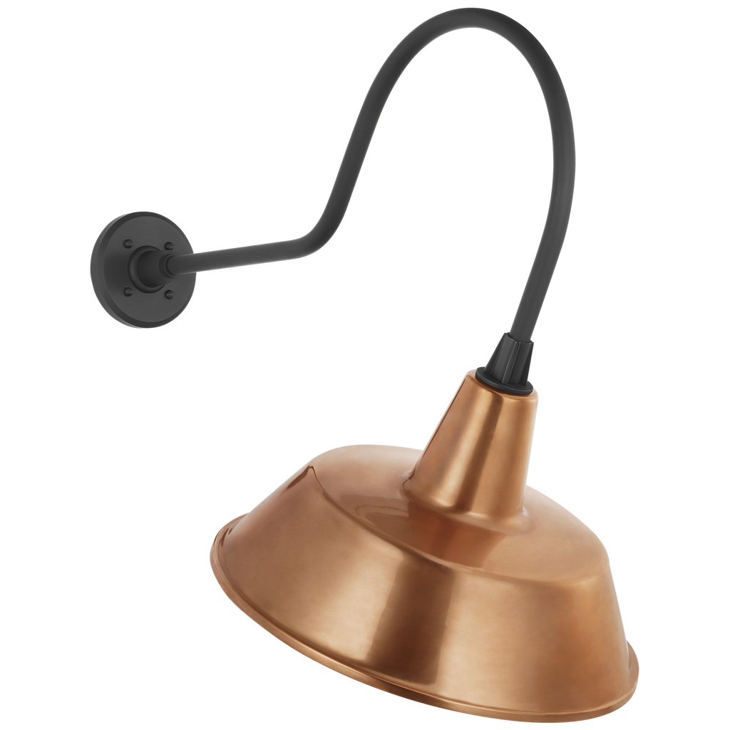 Academy 26" Angled Flynn Barn Light | Matte Black | 16 | 16" Soft Copper Bowers Shade