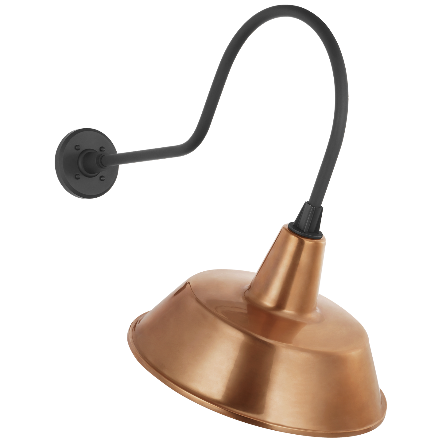 Academy 26" Angled Flynn Barn Light | Matte Black | 16 | 16" Soft Copper Bowers Shade