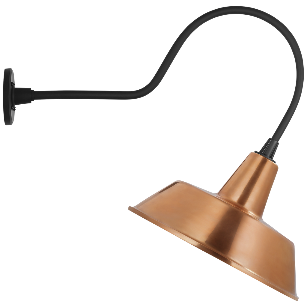 Academy 26" Angled Flynn Barn Light | Matte Black | 16 | 16" Soft Copper Bowers Shade
