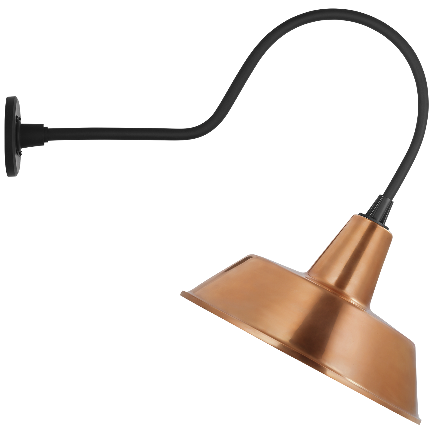 Academy 26" Angled Flynn Barn Light | Matte Black | 16 | 16" Soft Copper Bowers Shade