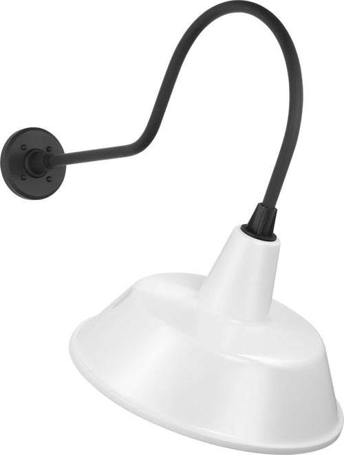 Academy 26" Angled Flynn Barn Light | Matte Black | 16 | 16" White Bowers Shade