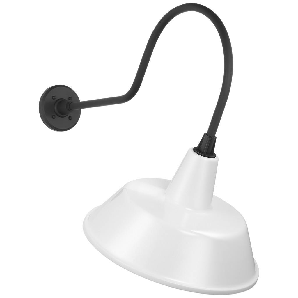 Academy 26" Angled Flynn Barn Light | Matte Black | 16 | 16" White Bowers Shade