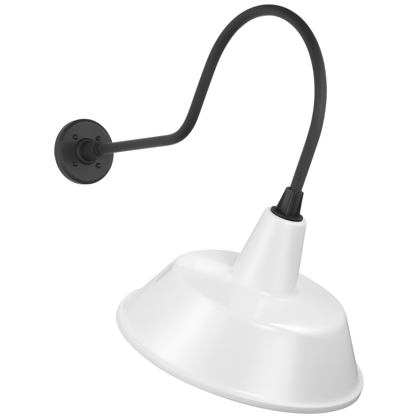 Academy 26" Angled Flynn Barn Light | Matte Black | 16 | 16" White Bowers Shade