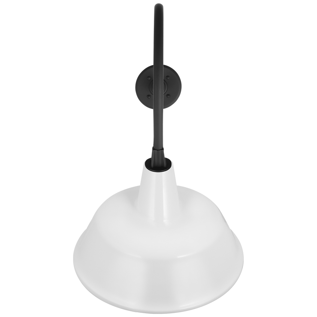 Academy 26" Angled Flynn Barn Light | Matte Black | 16 | 16" White Bowers Shade