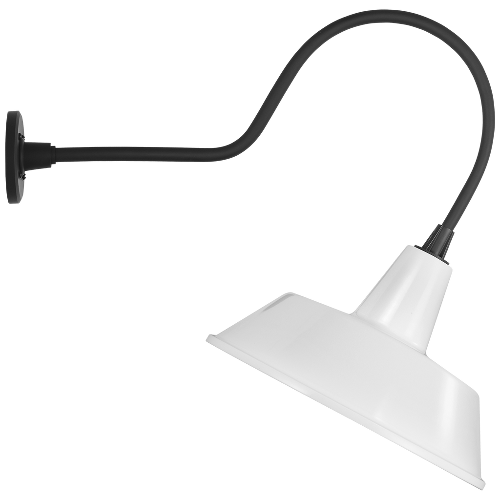 Academy 26" Angled Flynn Barn Light | Matte Black | 16 | 16" White Bowers Shade