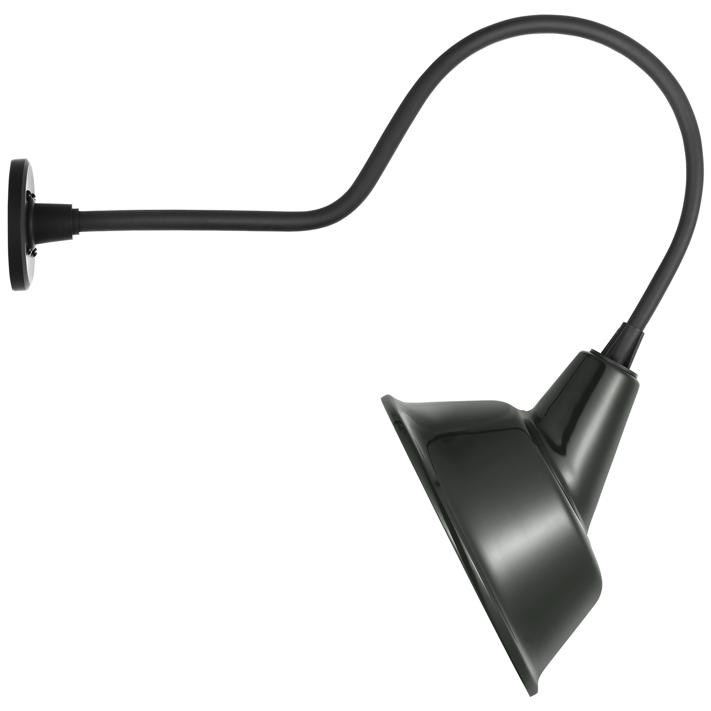 Academy 26" Angled Flynn Barn Light | Matte Black | 12.5 | 12.5" Green Tilted Bowers Shade
