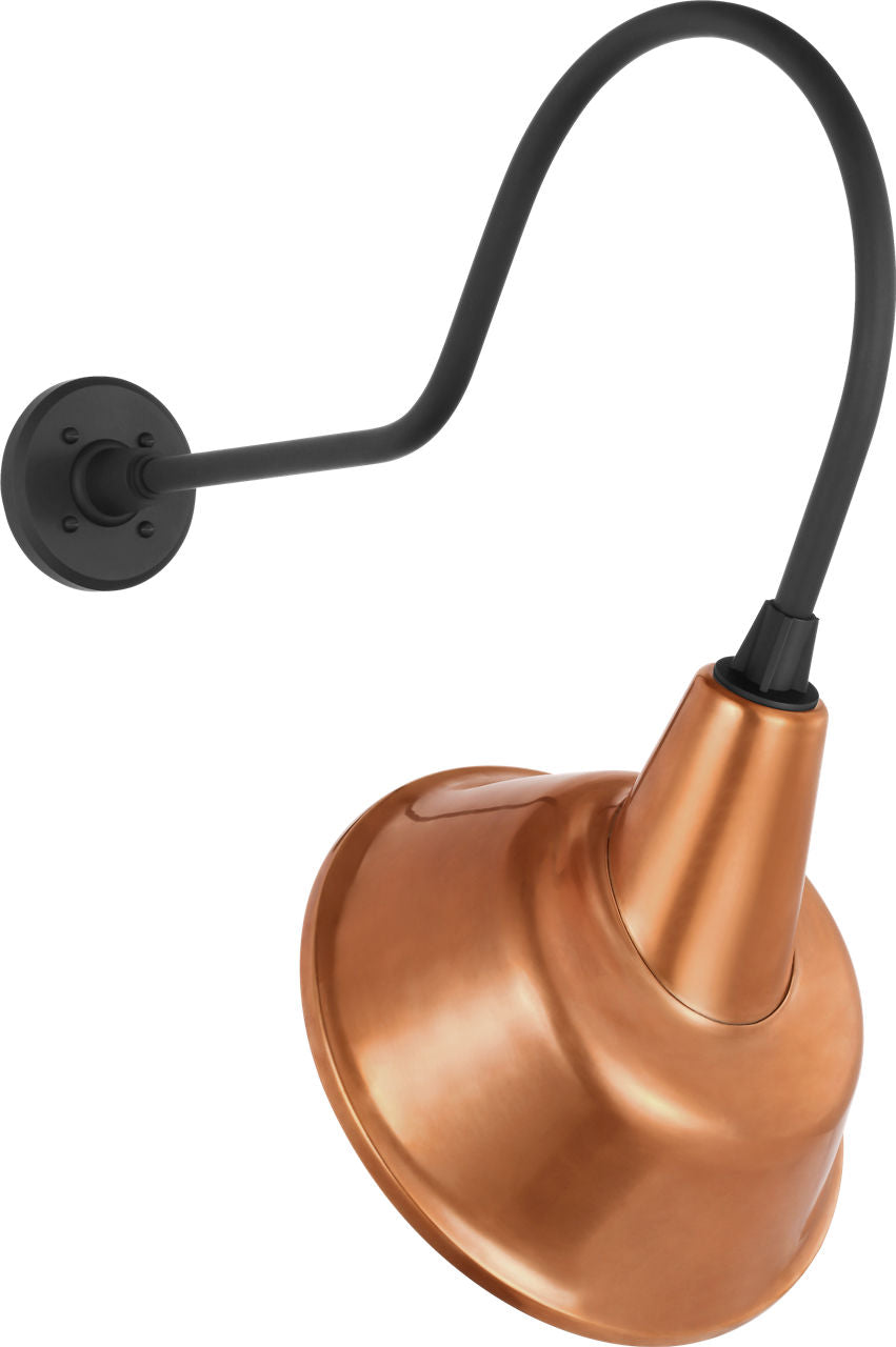 Academy 26" Angled Flynn Barn Light | Matte Black | 12.5 | 12.5" Soft Copper Tilted Bowers Shade