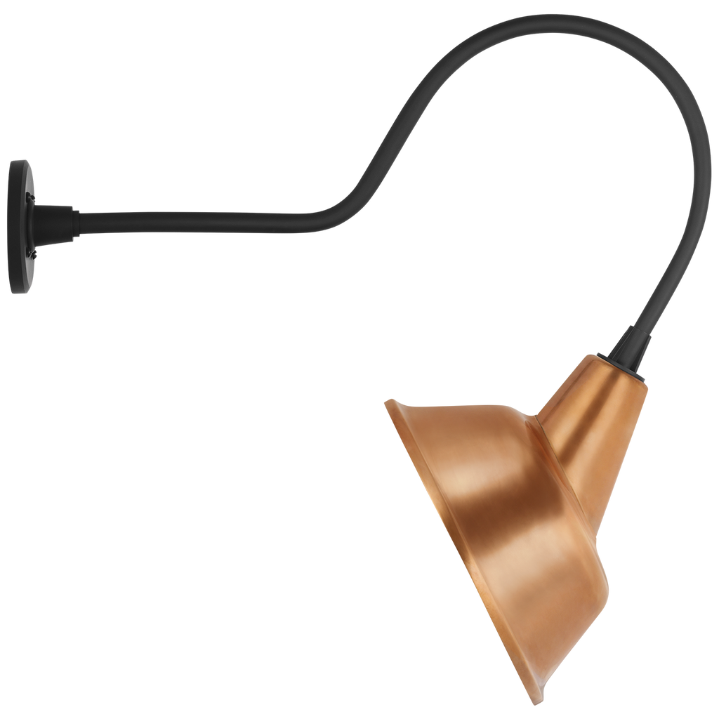 Academy 26" Angled Flynn Barn Light | Matte Black | 12.5 | 12.5" Soft Copper Tilted Bowers Shade
