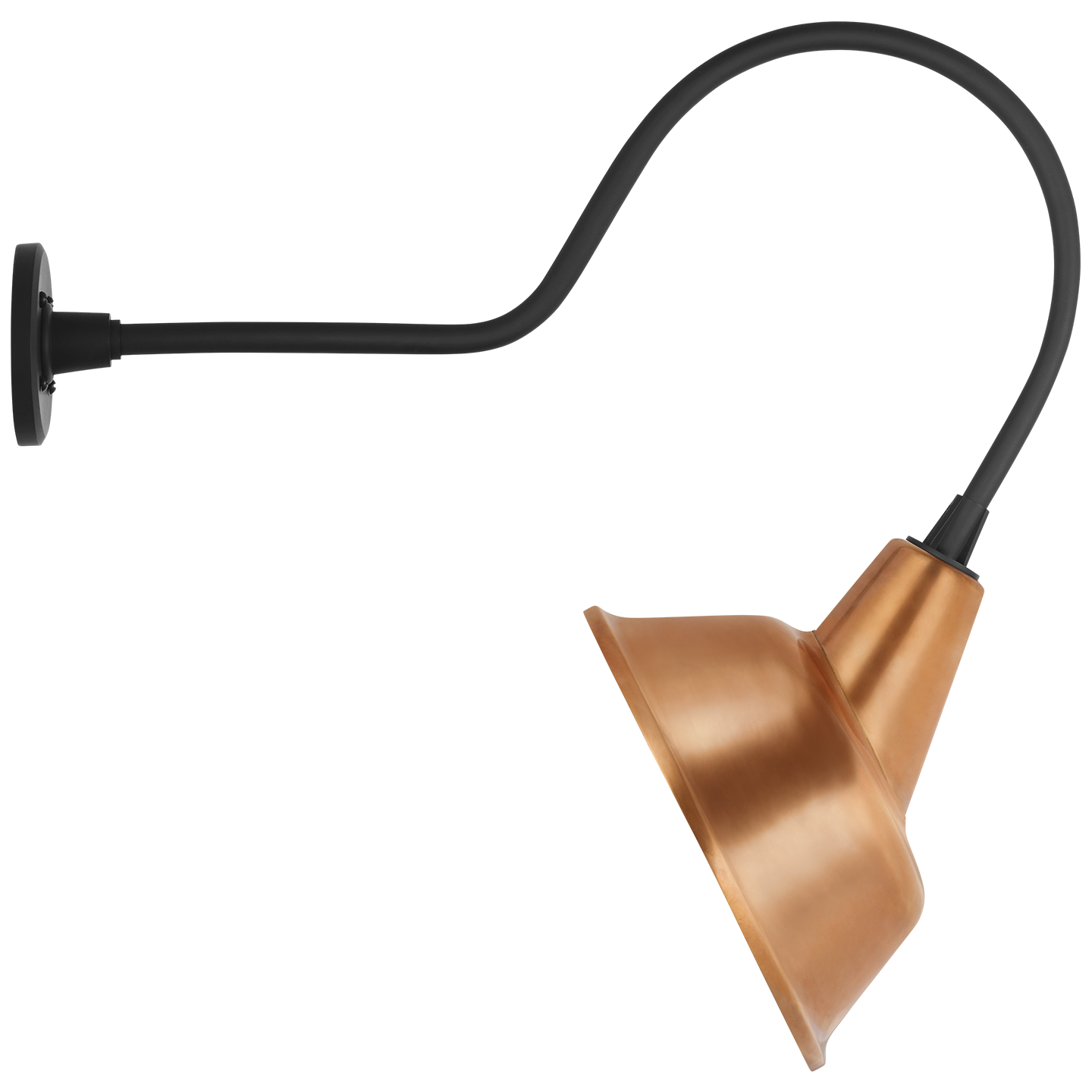Academy 26" Angled Flynn Barn Light | Matte Black | 12.5 | 12.5" Soft Copper Tilted Bowers Shade
