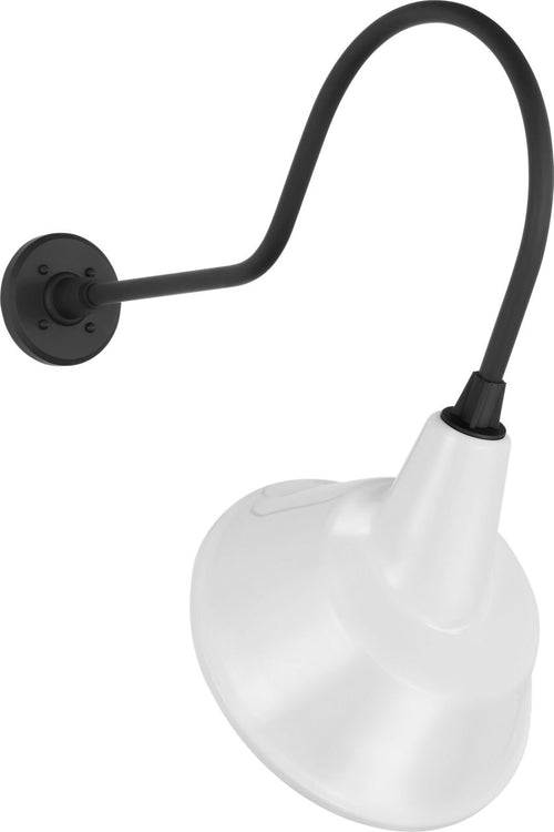 Academy 26" Angled Flynn Barn Light | Matte Black | 12.5 | 12.5" White Tilted Bowers Shade