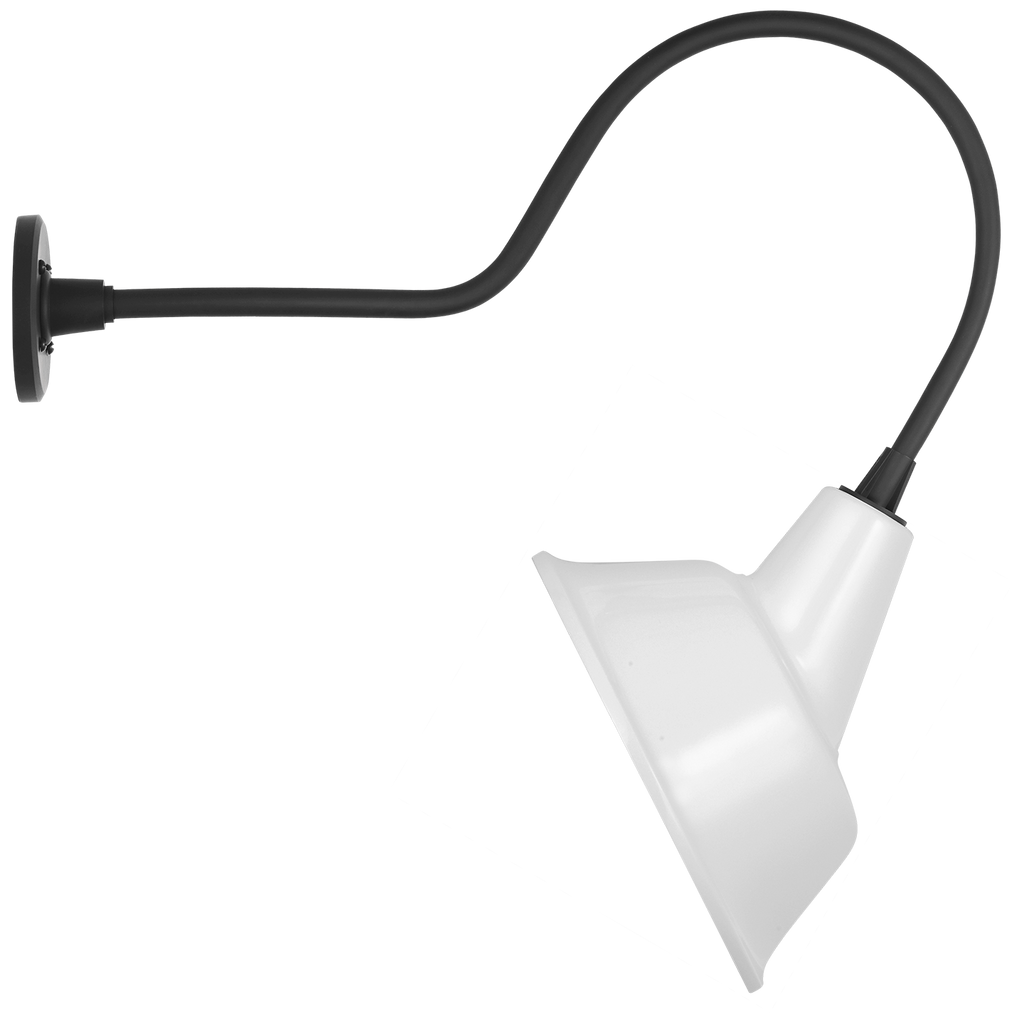 Academy 26" Angled Flynn Barn Light | Matte Black | 12.5 | 12.5" White Tilted Bowers Shade