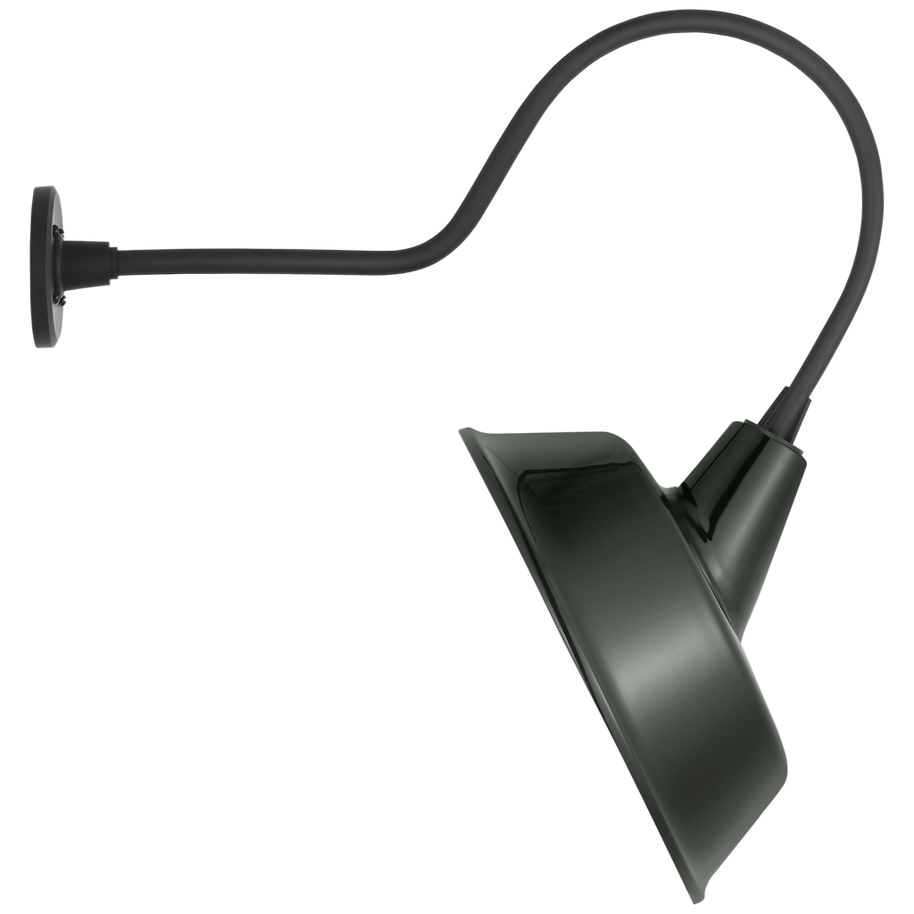 Academy 26" Angled Flynn Barn Light | Matte Black | 16 | 16" Green Tilted Bowers Shade
