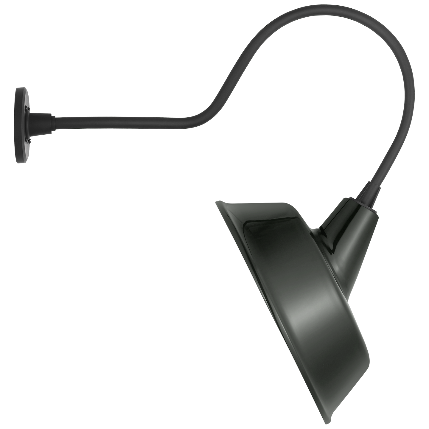 Academy 26" Angled Flynn Barn Light | Matte Black | 16 | 16" Green Tilted Bowers Shade
