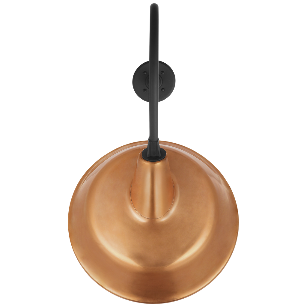 Academy 26" Angled Flynn Barn Light | Matte Black | 16 | 16" Soft Copper Tilted Bowers Shade