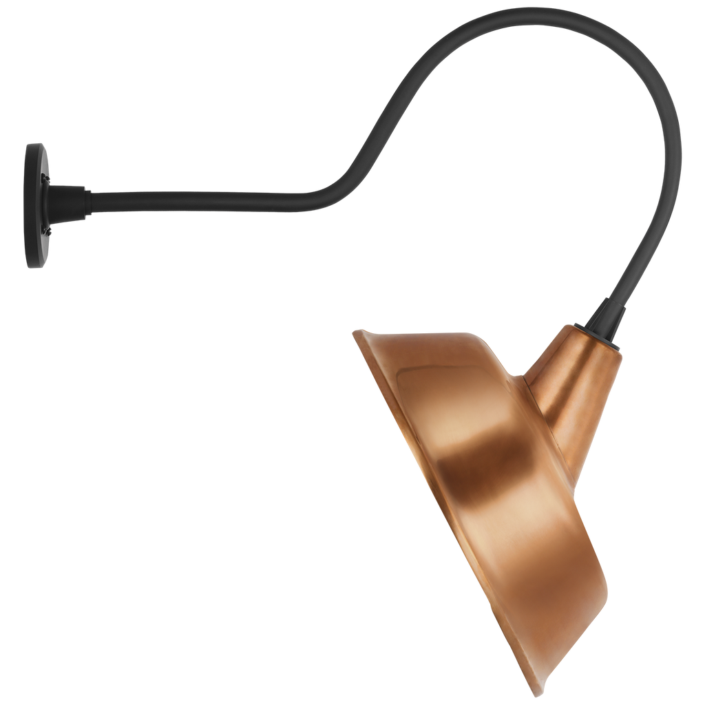 Academy 26" Angled Flynn Barn Light | Matte Black | 16 | 16" Soft Copper Tilted Bowers Shade