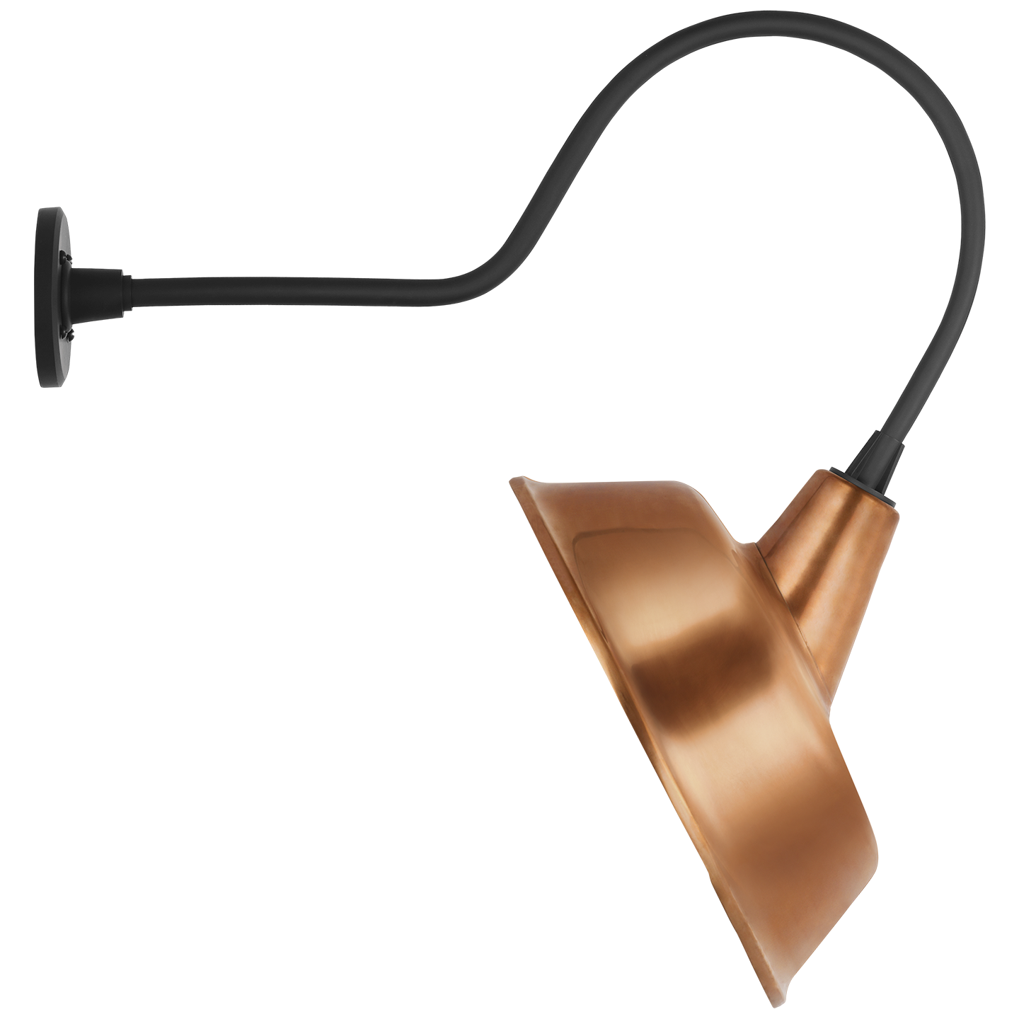 Academy 26" Angled Flynn Barn Light | Matte Black | 16 | 16" Soft Copper Tilted Bowers Shade
