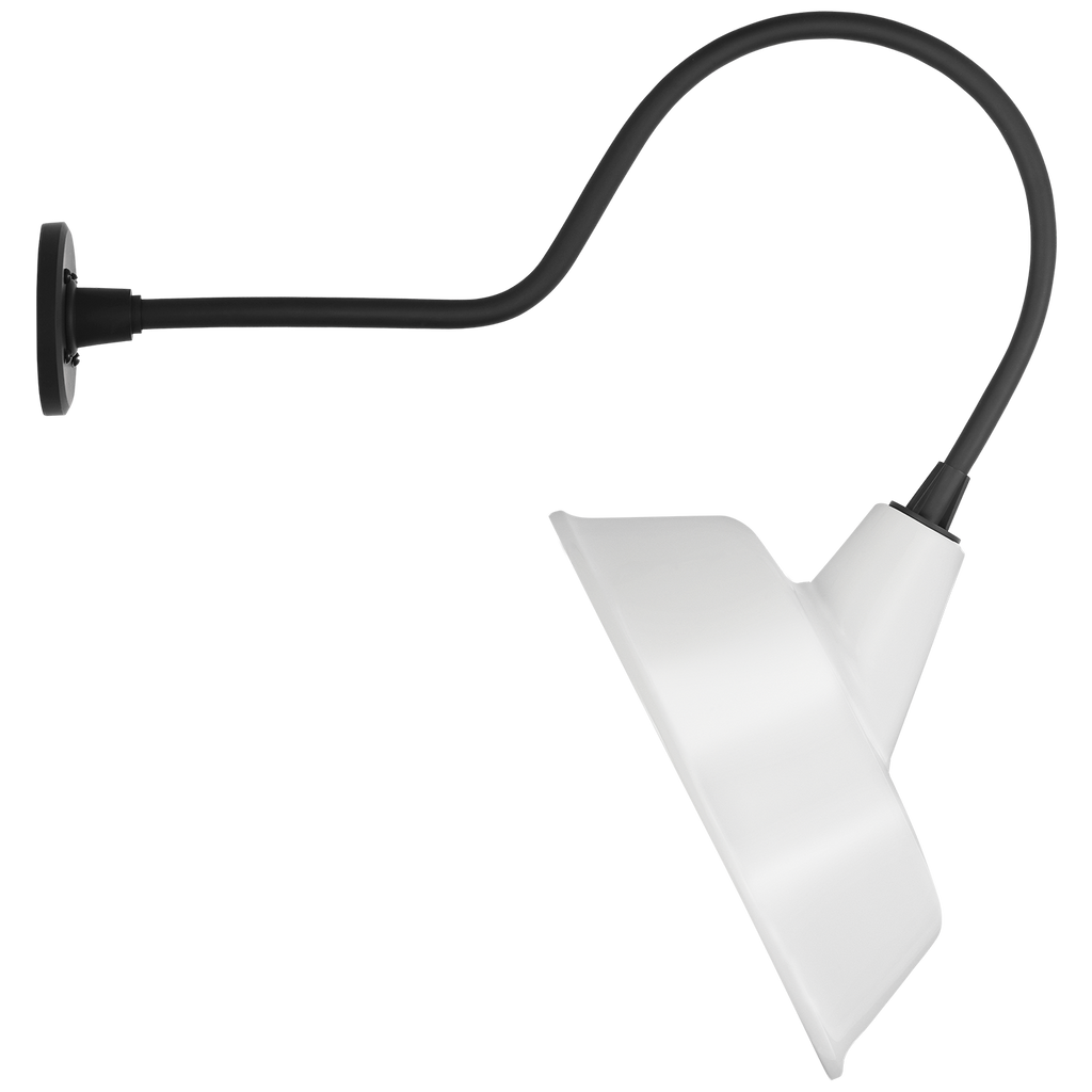 Academy 26" Angled Flynn Barn Light | Matte Black | 16 | 16" White Tilted Bowers Shade
