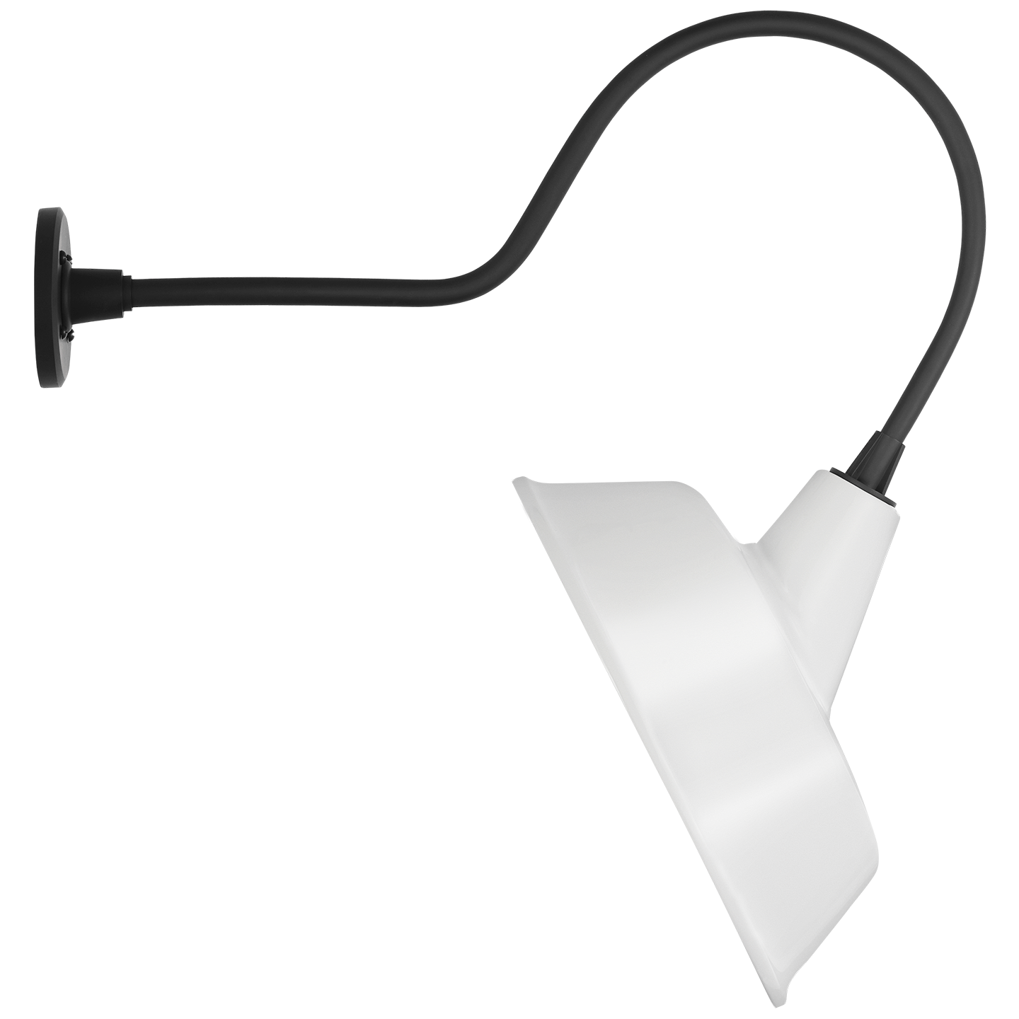 Academy 26" Angled Flynn Barn Light | Matte Black | 16 | 16" White Tilted Bowers Shade