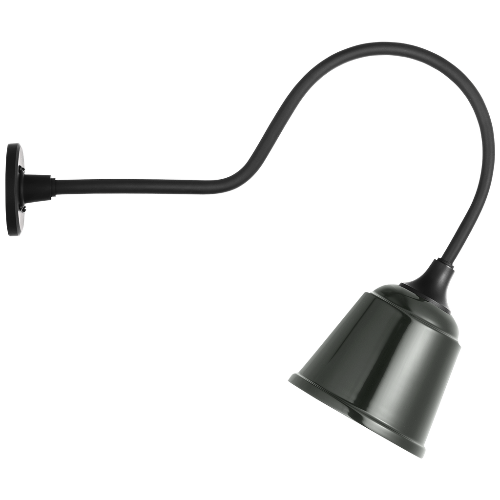 Academy 26" Angled Flynn Barn Light | Matte Black | 8 | 8" Green Rockhouse Shade