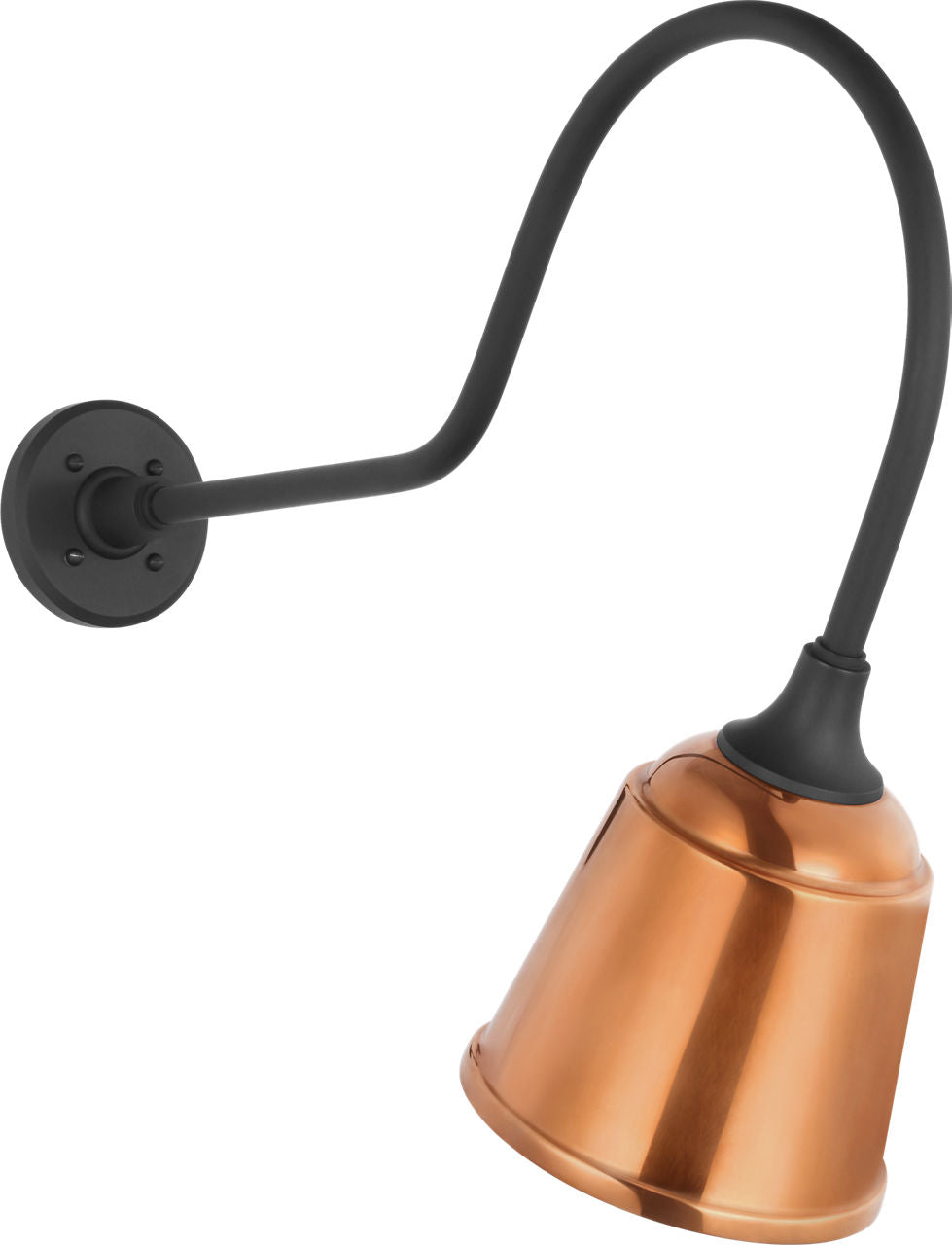 Academy 26" Angled Flynn Barn Light | Matte Black | 8 | 8" Soft Copper Rockhouse Shade