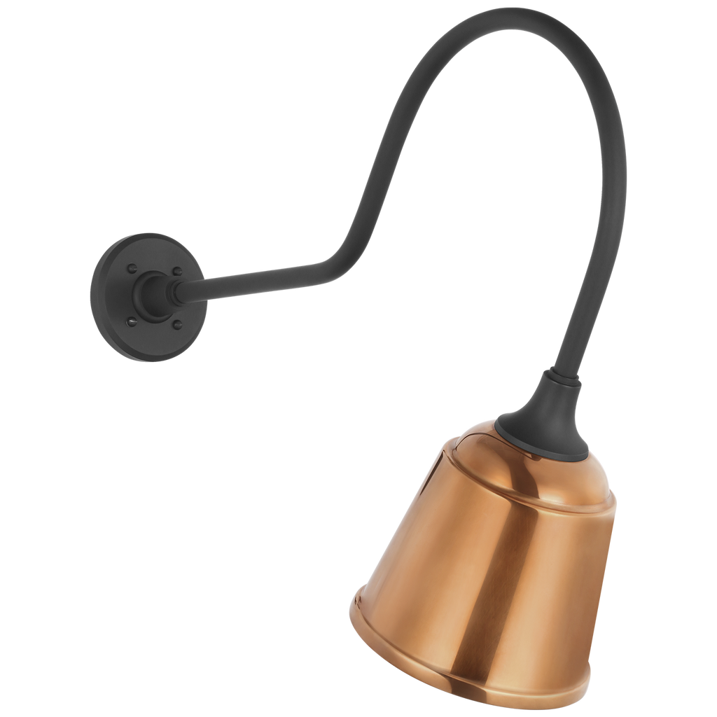 Academy 26" Angled Flynn Barn Light | Matte Black | 8 | 8" Soft Copper Rockhouse Shade