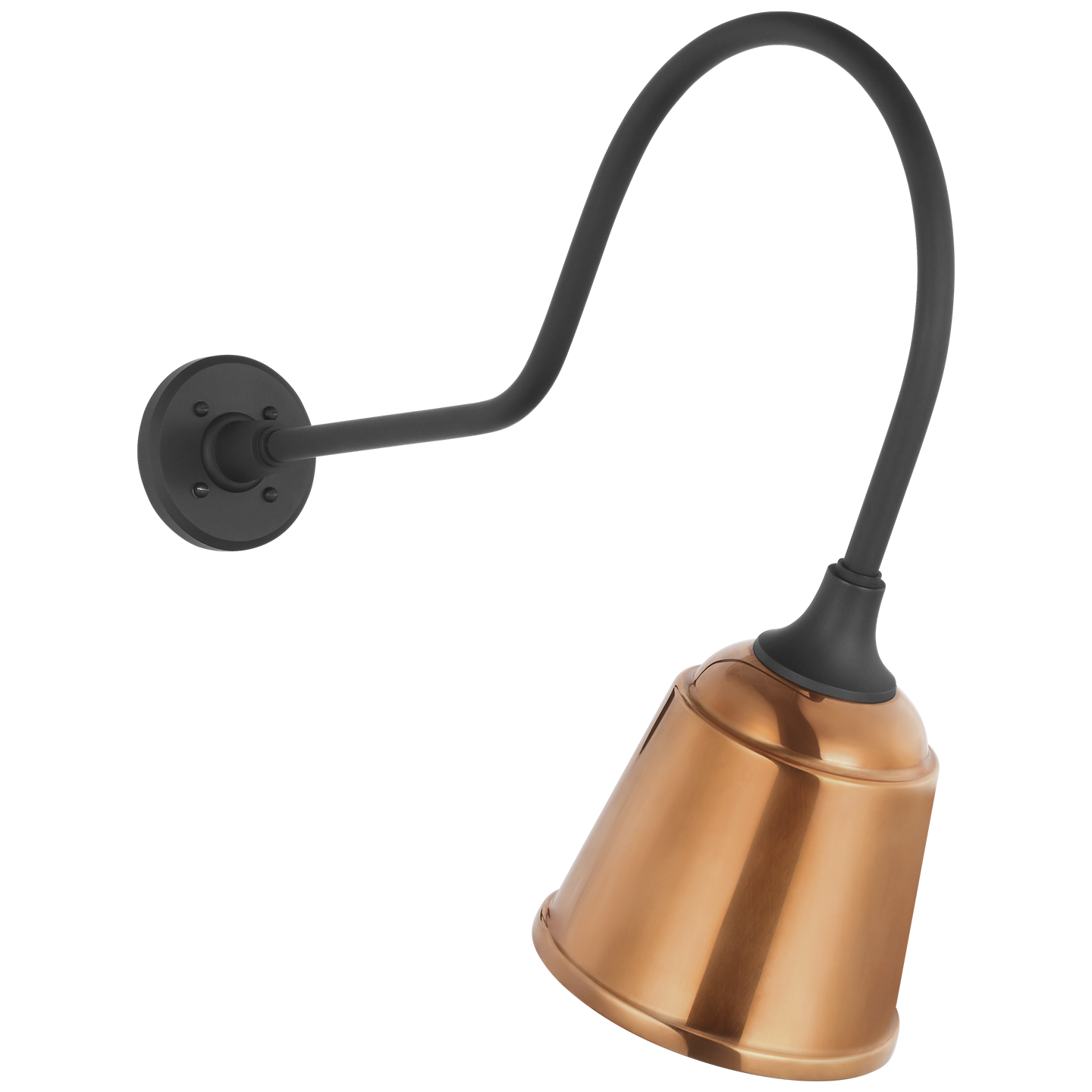 Academy 26" Angled Flynn Barn Light | Matte Black | 8 | 8" Soft Copper Rockhouse Shade