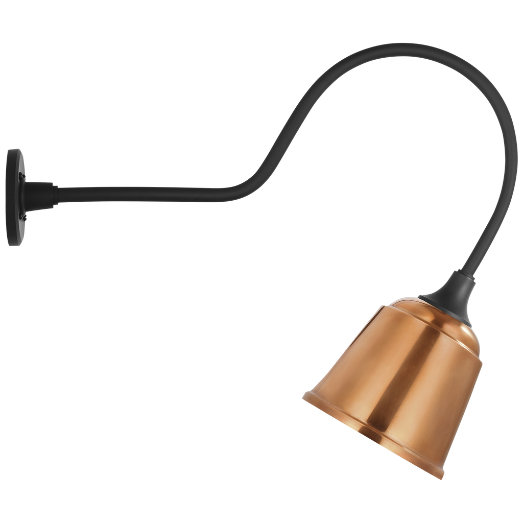 Academy 26" Angled Flynn Barn Light | Matte Black | 8 | 8" Soft Copper Rockhouse Shade