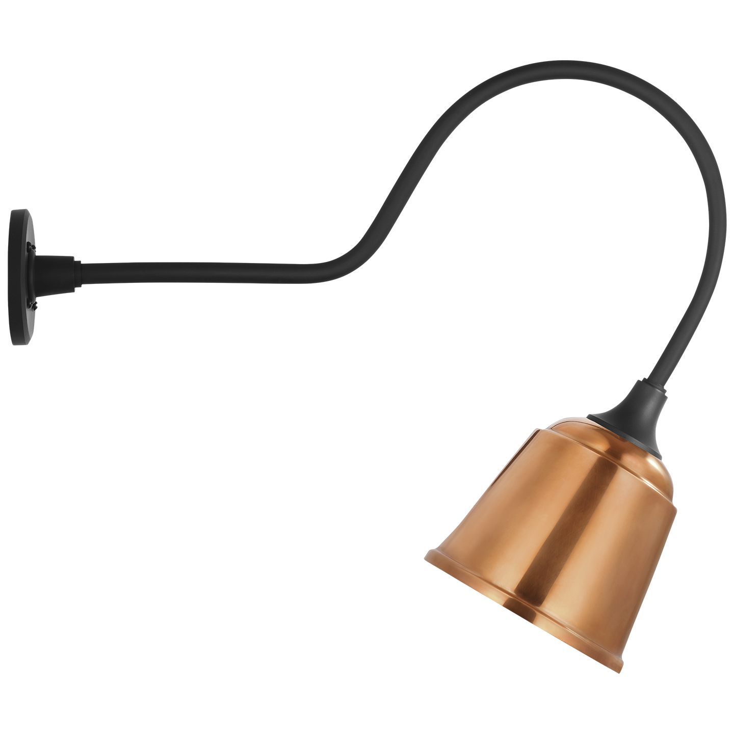 Academy 26" Angled Flynn Barn Light | Matte Black | 8 | 8" Soft Copper Rockhouse Shade