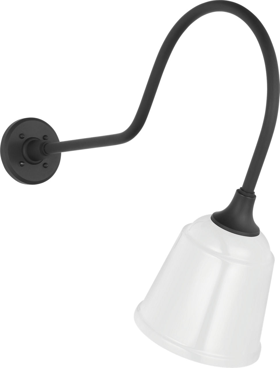 Academy 26" Angled Flynn Barn Light | Matte Black | 8 | 8" White Rockhouse Shade
