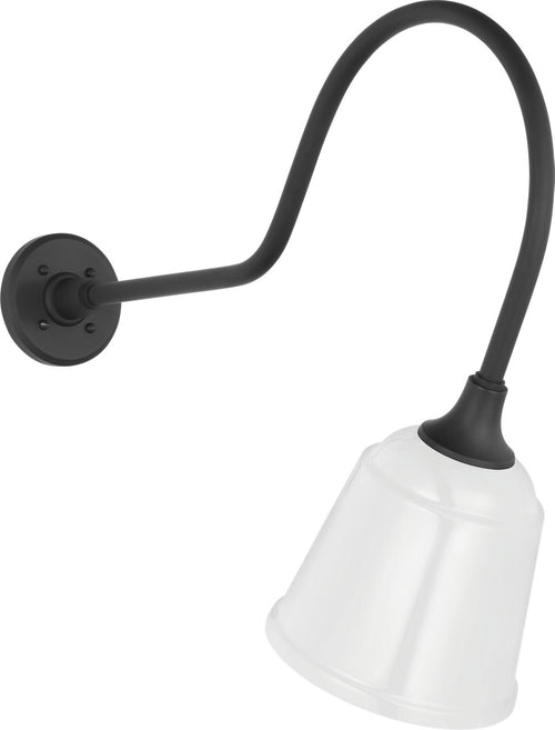 Academy 26" Angled Flynn Barn Light | Matte Black | 8 | 8" White Rockhouse Shade