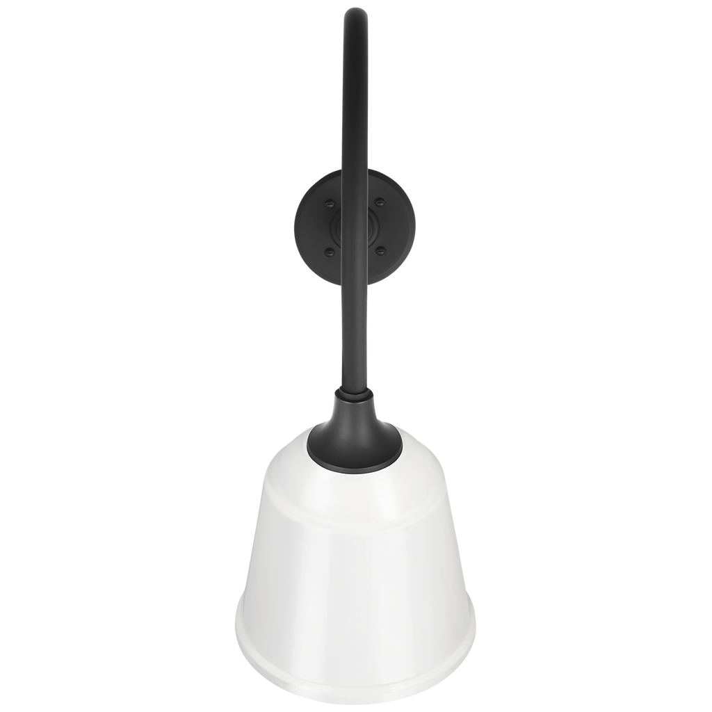 Academy 26" Angled Flynn Barn Light | Matte Black | 8 | 8" White Rockhouse Shade