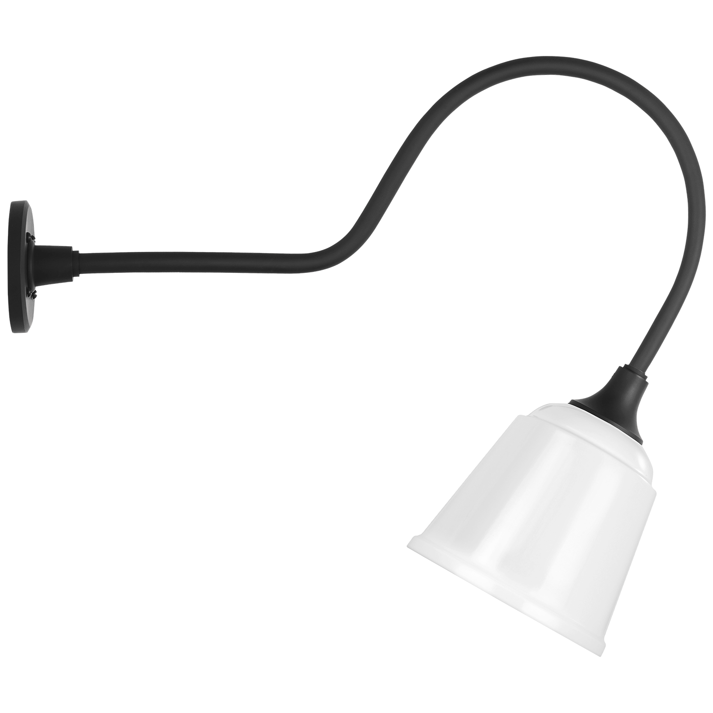 Academy 26" Angled Flynn Barn Light | Matte Black | 8 | 8" White Rockhouse Shade