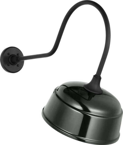 Academy 26" Angled Flynn Barn Light | Matte Black | 12.5 | 12.5" Green Rockhouse Shade