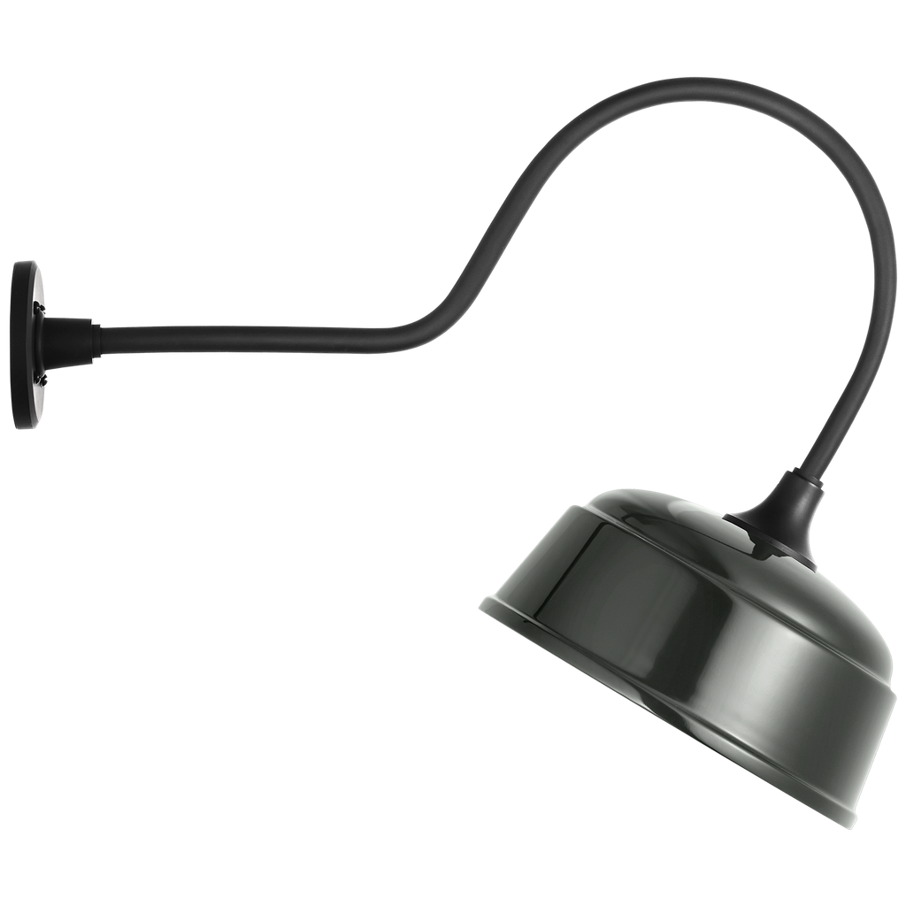 Academy 26" Angled Flynn Barn Light | Matte Black | 12.5 | 12.5" Green Rockhouse Shade