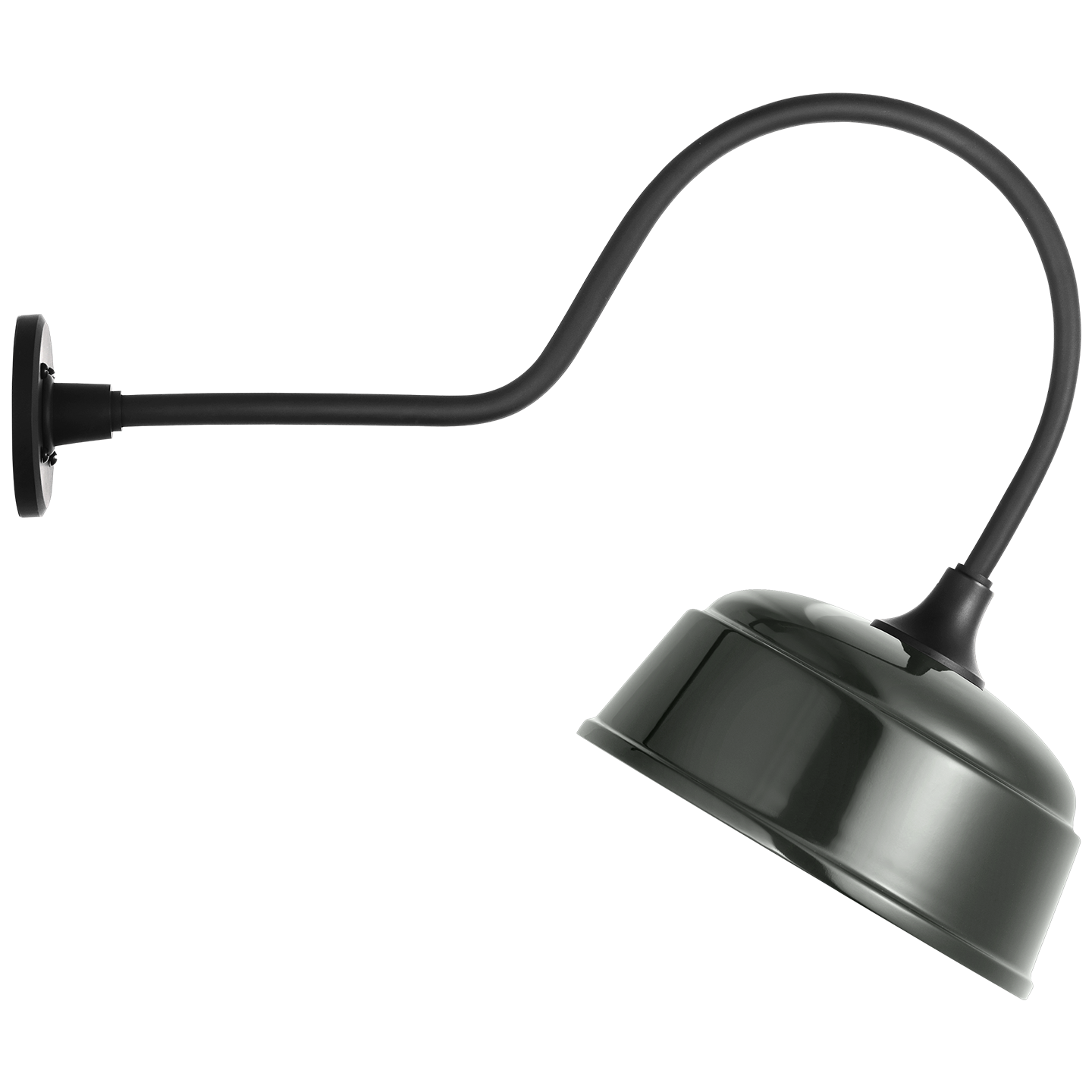 Academy 26" Angled Flynn Barn Light | Matte Black | 12.5 | 12.5" Green Rockhouse Shade